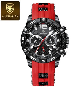 POEDAGAR Outdoor Sport Watch Men's Chronograph Luxury Silicone Strap Luminous Stopwatch Brand Watch Waterproof Cool Clocks Date