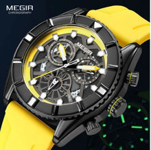 Load image into Gallery viewer, MEGIR Men&#39;s Military Sport Watch Multi-Function Chronograph Quartz Silicone Strap Waterproof Watch  2209