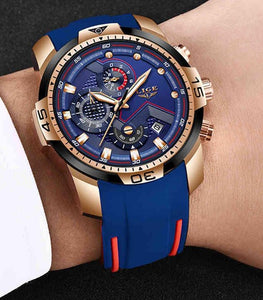 Lige Brand Men's Chronograph Watch Q0524 Stainless Steel Waterproof Military Style Multi-Function  Unique Sports Quartz Date Waterproof