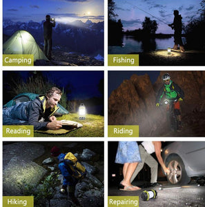 ZK20 Portable LED Camping Light Working Outdoor Tent Handheld Flashlight USB Rechargeable Waterproof