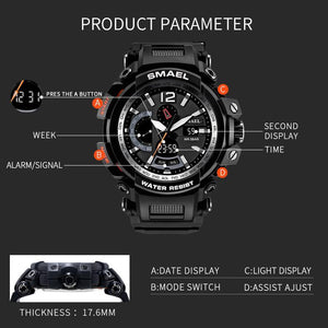 Men's Chronograph Military Sport Watch Multi-Function Smael