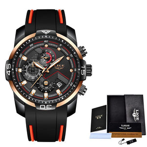 Lige Brand Men's Chronograph Watch Q0524 Stainless Steel Waterproof Military Style Multi-Function  Unique Sports Quartz Date Waterproof