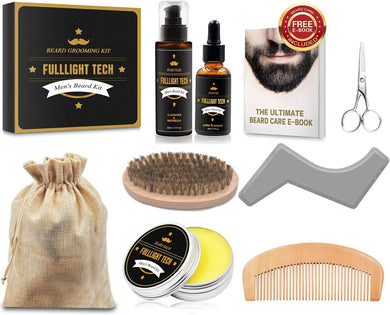 Beard Kit For Men, 9 Pce Beard Care Grooming Kit, Beard Growth Kit Unique Men's Christmas Gift Idea for Dad