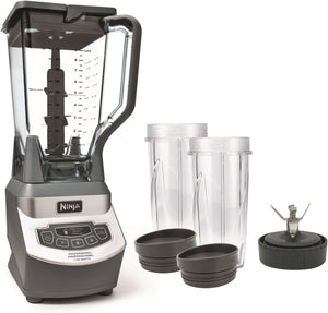 Ninja Kitchen BL660C Professional Countertop Blender With 1100-Watt Base,72Oz Total Crushing Pitcher and(2)16 Oz Cups For Frozen Drinks and Smoothies, Silver/Gray, 7.8 Pounds