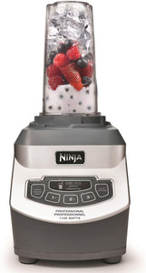 Ninja Kitchen BL660C Professional Countertop Blender With 1100-Watt Base,72Oz Total Crushing Pitcher and(2)16 Oz Cups For Frozen Drinks and Smoothies, Silver/Gray, 7.8 Pounds