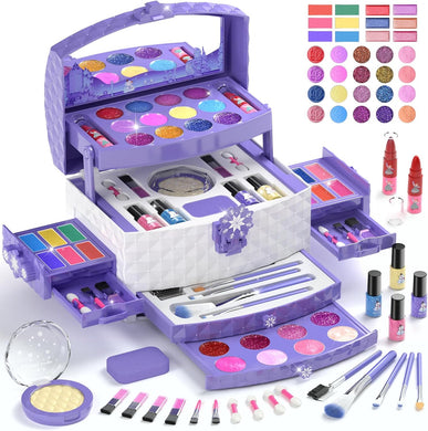 Makeup Kit for Girls - Children Washable Real Make Up Set Princess Pretend for Girls Age 3-12 Christmas Gift