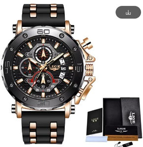 LIGE Men's Watch Chronograph Multi-Function Military Top Brand Luxury Sport Quartz Date  Chronograph Relogios Masculino