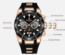 Load image into Gallery viewer, REWARD Fashion Big Dial Men&#39;s Watch Top Brand Luxury Chronograph Silicone Sport Quartz Waterproof Relogio Masculino