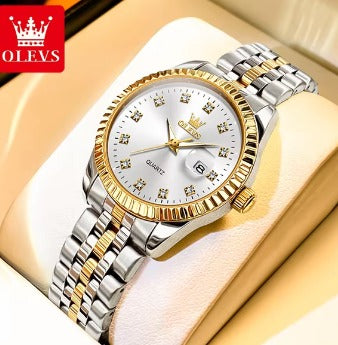 OLEVS BRAND Ladies Watch Diamonds Auto Date Dial Waterproof Classic