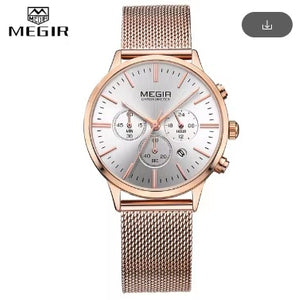 MEGIR Fashion Rose Gold Women's Watch Luxury Brand Quartz Ladies Watch Sport Relogio Feminino