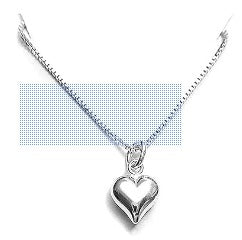 Chic Delicate and Dainty Sterling Silver 925 Heart Necklace 18 inches