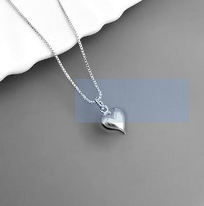 Chic Delicate and Dainty Sterling Silver 925 Heart Necklace 18 inches