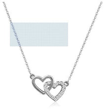 Load image into Gallery viewer, Chic Double Heart Necklace Sterling Silver Cubic Zirconia Cute Dainty Love Pendant Heart Necklace