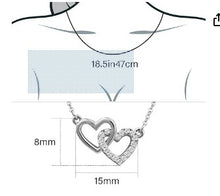 Load image into Gallery viewer, Chic Double Heart Necklace Sterling Silver Cubic Zirconia Cute Dainty Love Pendant Heart Necklace