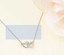 Load image into Gallery viewer, Chic Double Heart Necklace Sterling Silver Cubic Zirconia Cute Dainty Love Pendant Heart Necklace