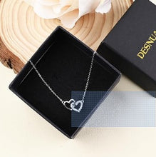 Load image into Gallery viewer, Chic Double Heart Necklace Sterling Silver Cubic Zirconia Cute Dainty Love Pendant Heart Necklace