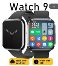 Load image into Gallery viewer, New Smart Watch GPS Series 9 &quot;Always On Display&quot; Includes &quot;Two Watch Bands - Silicone and Stainless Steel Mesh&quot; Body Temperature BT Call IOS Android