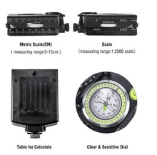 Load image into Gallery viewer, Multifunctional Military Aiming Navigation Compass with Inclinometer | Shock Resistant Waterproof Compass for Hiking, Camping