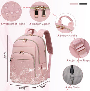 Laptop Back Pack for Women 15.6 Inch With USB Port, Lightweight Waterproof Computer Bag for School Work