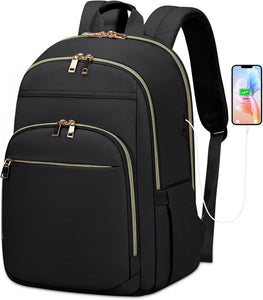 Laptop Back Pack for Women 15.6 Inch With USB Port, Lightweight Waterproof Computer Bag for School Work