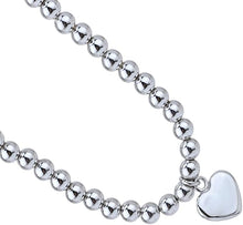 Load image into Gallery viewer, Chic Vanbelle Sterling Silver Jewelry - Rhodium Plated with 925 Stamp - Beaded Chain with Hanging Heart Charm Bracelet - Elegant Handcrafted for Women - 6.5&quot; long + 1&quot; extender