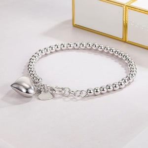 Chic 925 Sterling Silver Bracelet Minimalist 4-10mm 5-9 inches Round Bead Chain Solid Silver Bracelet Charm Jewelry