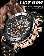 Load image into Gallery viewer, LIGE Men&#39;s Watch Chronograph Multi-Function Military Top Brand Luxury Sport Quartz Date  Chronograph Relogios Masculino