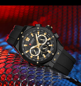 CURREN Brand Waterproof Chronograph Date Men's Watches Military Top Brand Luxury Silicone Band Original Sport