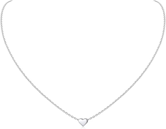 Chic 925 Sterling Silver Dainty Small Heart Pendant Necklace