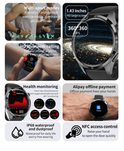 Load image into Gallery viewer, New For Huawei Smart Watch Men Watch 4 Pro GPS, Large 1.4&quot; Screen AMOLED Screen Bluetooth Call NFC Health Monitoring Smartwatch 2024 New Watch GT 4 Silicone Strap, Long Lasting Battery