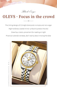 OLEVS BRAND Ladies Watch Diamonds Auto Date Dial Waterproof Classic