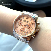 Load image into Gallery viewer, Megir Ladies Watch Quartz Watch Luxury Rose Gold Time Relogio Feminino 2057