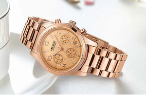 Megir Ladies Watch Quartz Watch Luxury Rose Gold Time Relogio Feminino 2057