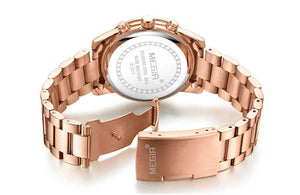 Megir Ladies Watch Quartz Watch Luxury Rose Gold Time Relogio Feminino 2057