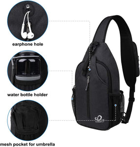 WATERFLY Sling Bag Back Pack Crossbody Bag Hiking Daypack for Men & Women