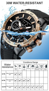 Cheetah Brand LY191226 Men's Chronograph Watch Waterproof Military Style Multi-Function  Unique Sports Quartz Date Waterproof